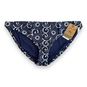NWT Faherty Swim Seascape Bikini Bottom Geometric Floral Size Large XL $58 Blue